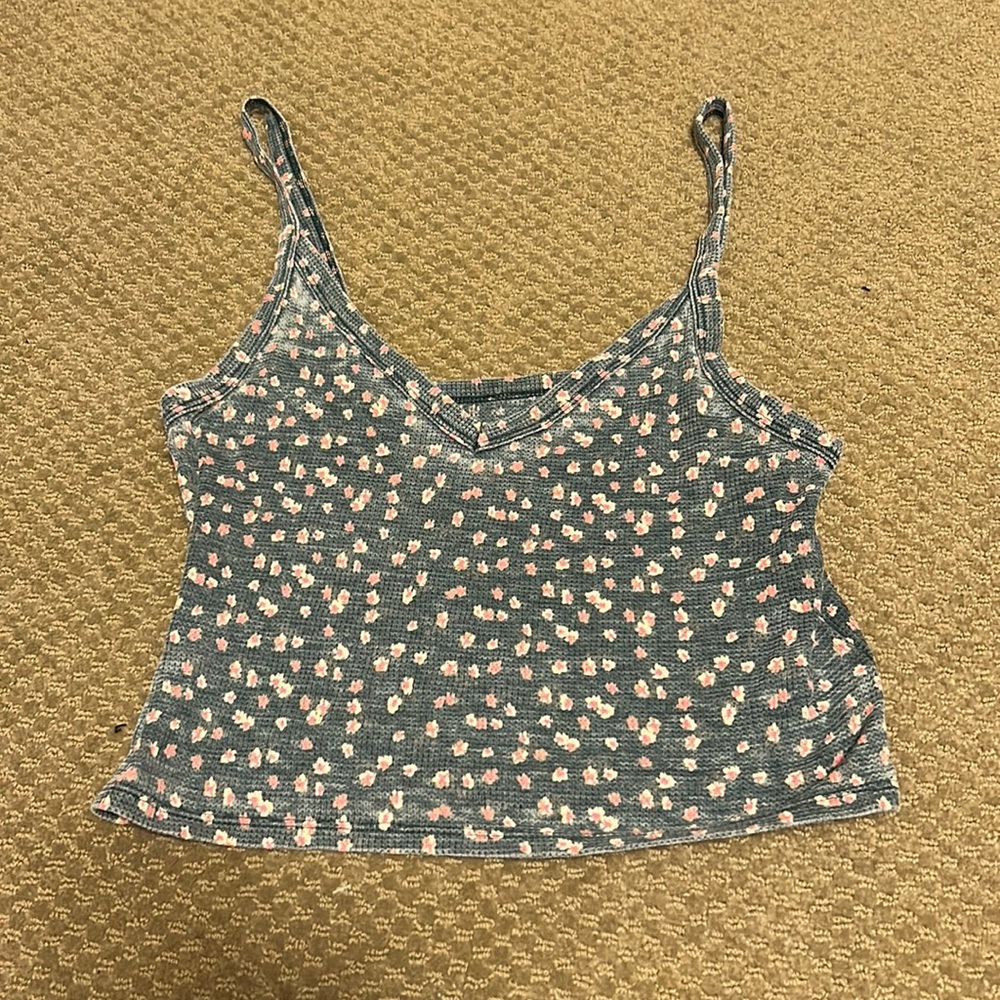 Green floral tank top